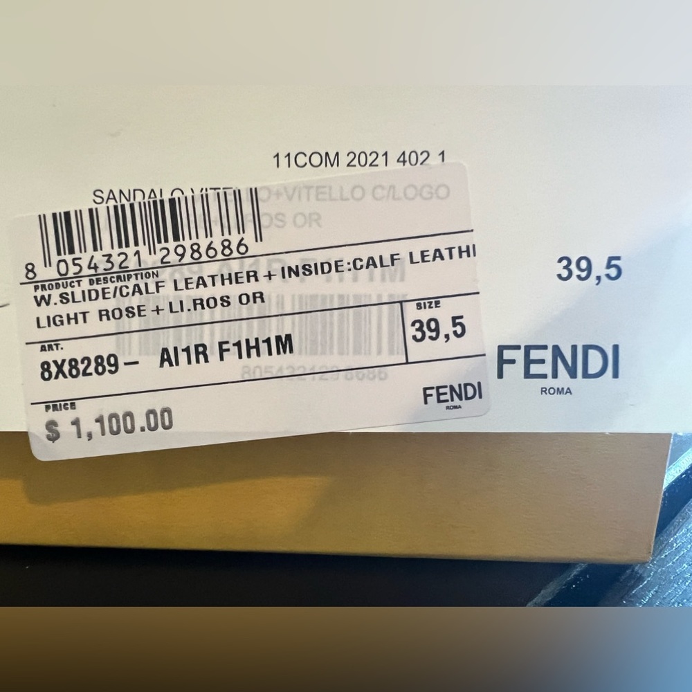 FENDI Vitello Fendigraphy Logo CrissCross Platform Slide Sandal Pink Gold Sz39.5 - Picture 10 of 11
